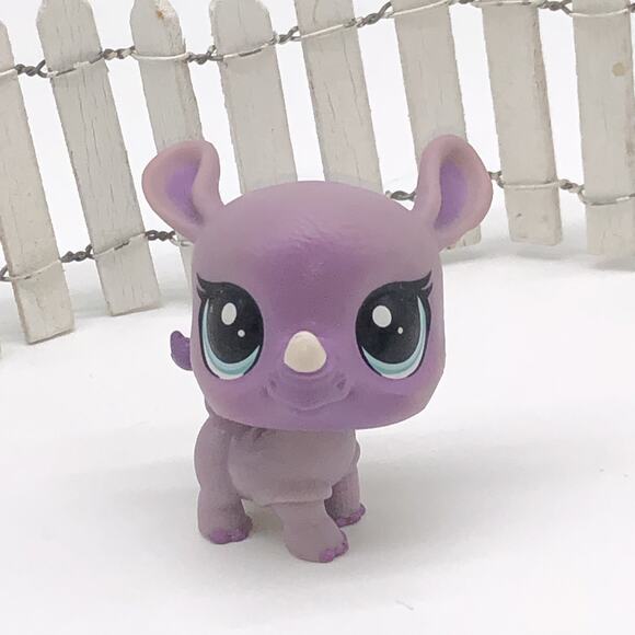 Authentic Littlest Pet Shop LPS #259 Lavender Purple Baby Una Unger Rhino - Picture 1 of 4